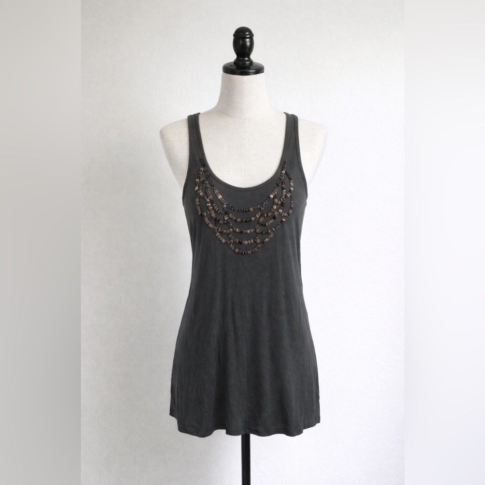 Sound & Matter Charcoal Embellished Tank Top